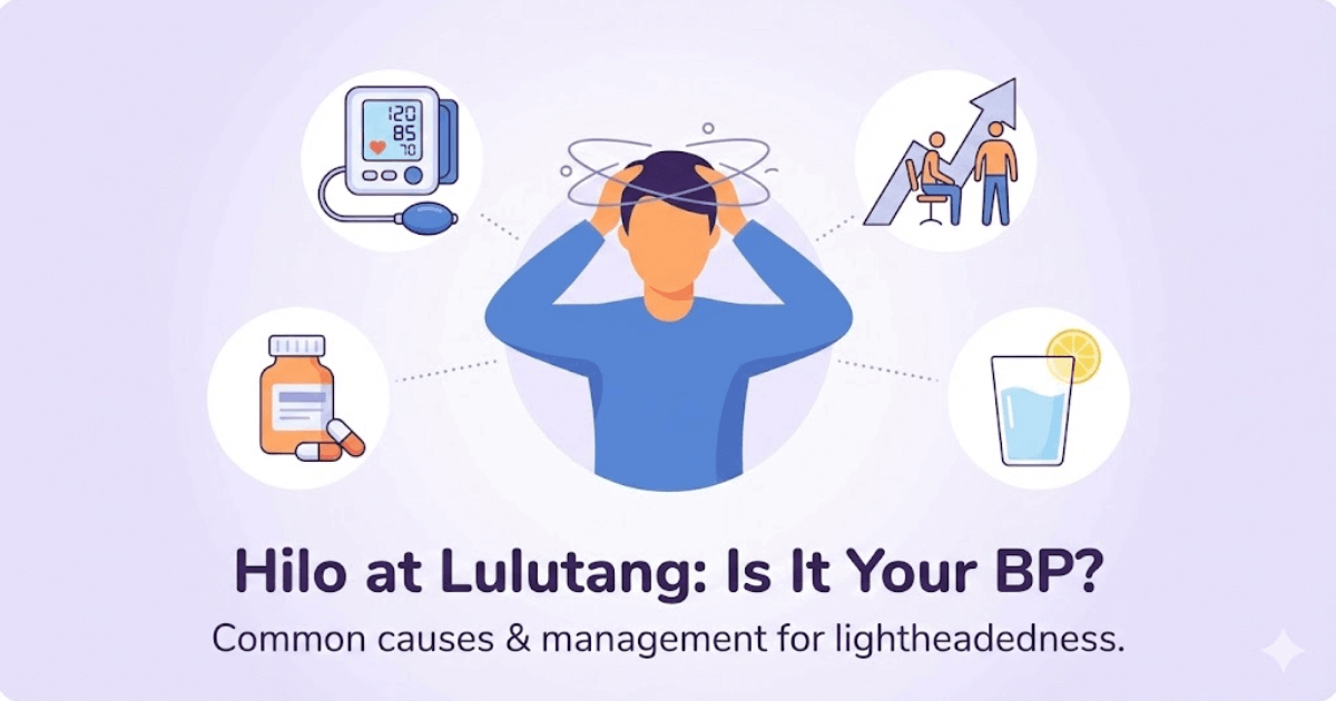 Educational illustration about dizziness and blood pressure connections