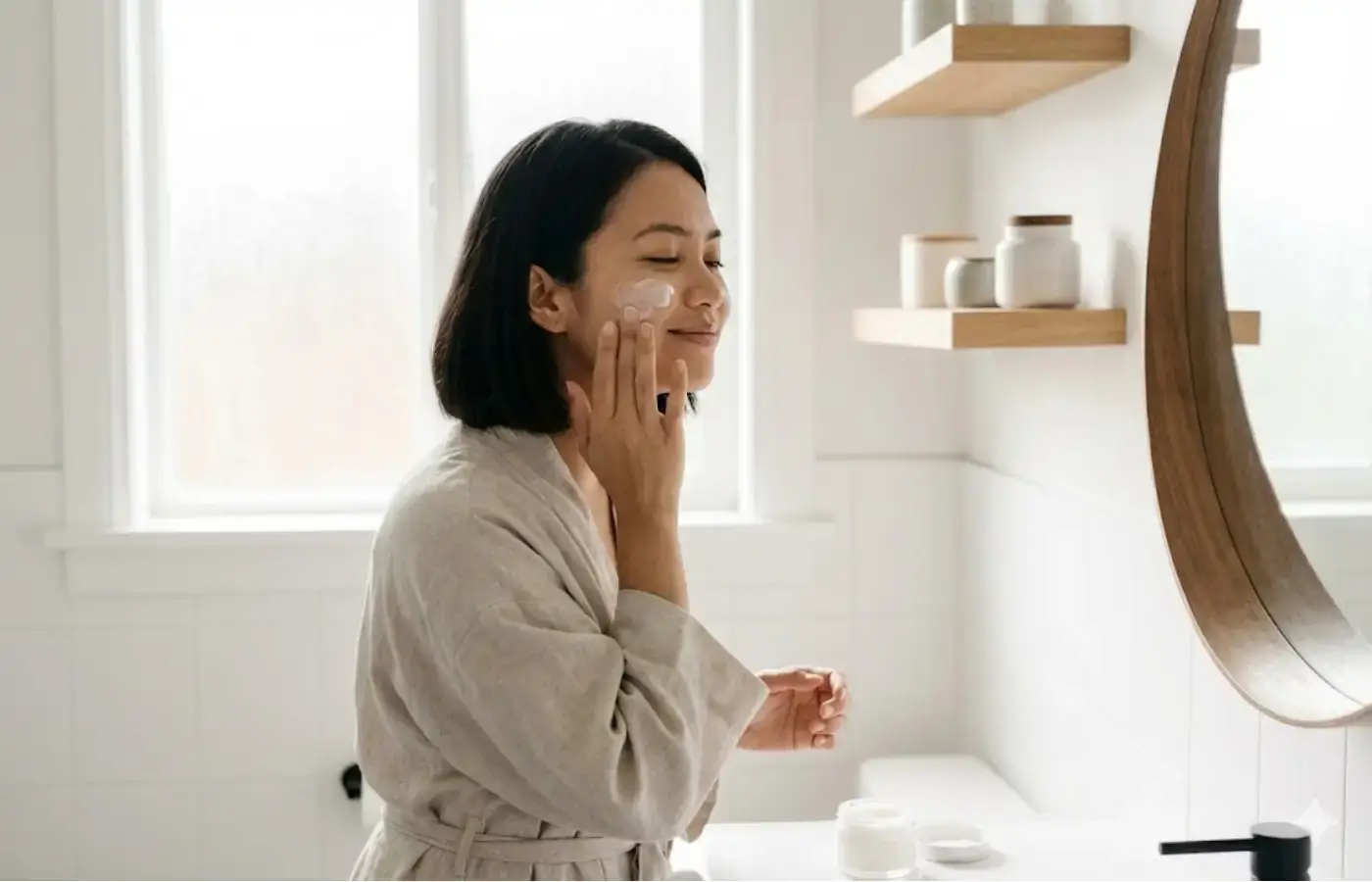 Person applying soothing moisturizer to face for barrier repair